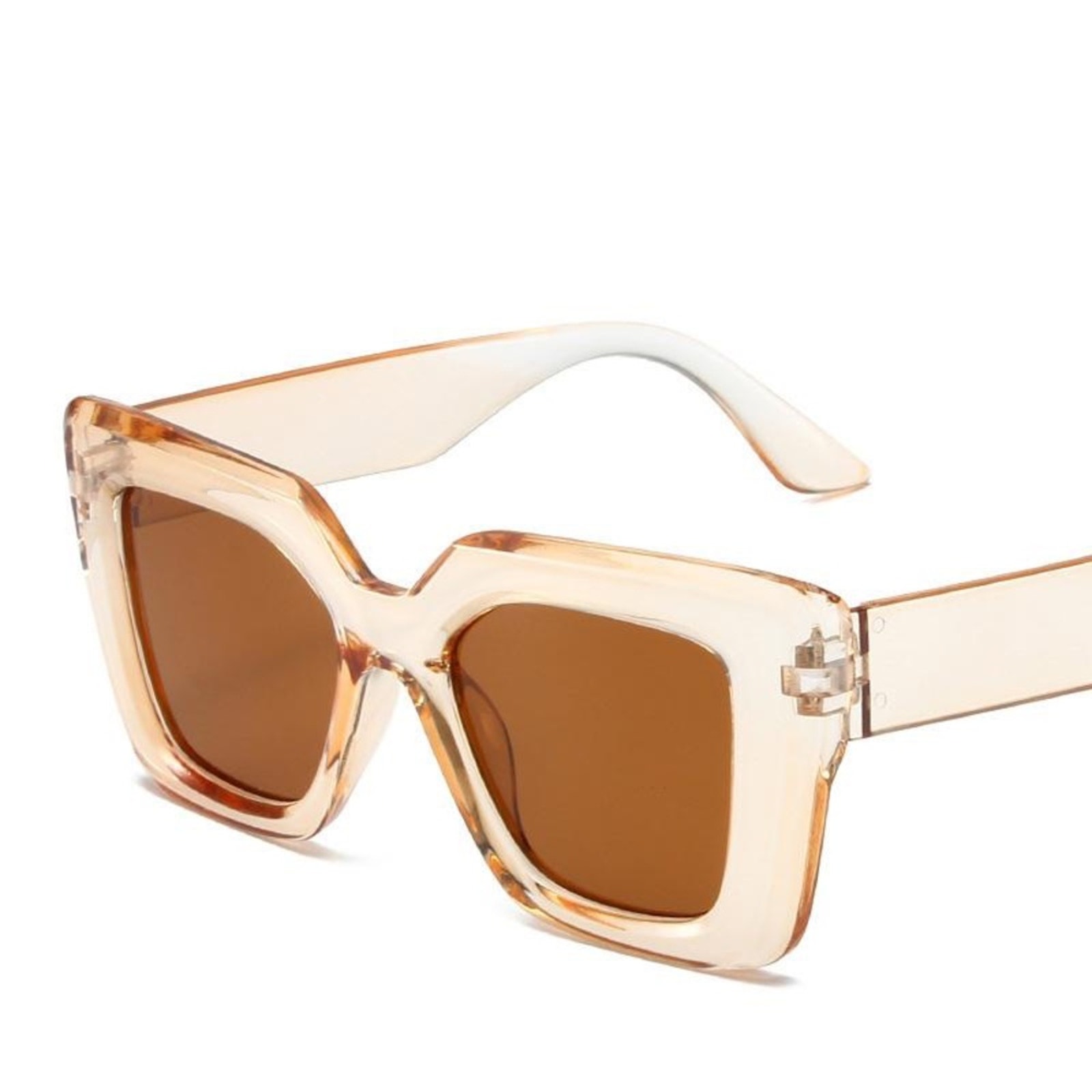 New Nordstrom Clear Brown $78 Chunky Oversized Plastic Sunglasses Sunnies Y2k — image 4 of 8